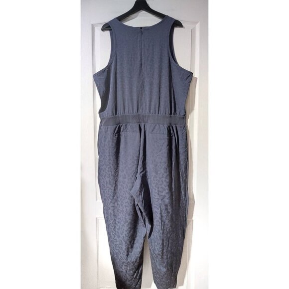 NEW! Athleta | Brooklyn Textured Jumpsuit Jacquard Leopard Medieval Violet - Picture 7 of 14
